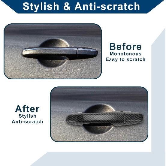 Car Door Handle Cover Trim for Honda Civic 2006-2011 |Side Door Handle Cover| Durable| 1 Set Carbon Fiber Black
