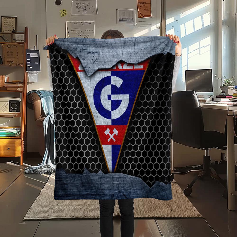 Górnik Zabrze Print Flannel Blanket, High Quality Comfortable for All Seasons, Home Decor, Warmth and Comfort