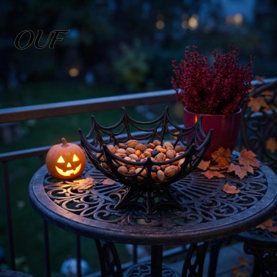 Fall Tabletop Displays Halloween Spider Web Basket, Decorative Candy Bowl for Party Table Unique Favor Holders Centerpieces, Lightweight Plastic Fruit