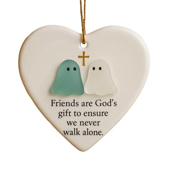 Heart-Shaped Sea Glass Friendship Ornament Handmade Sea Glass Angel/Ghost Ornament for