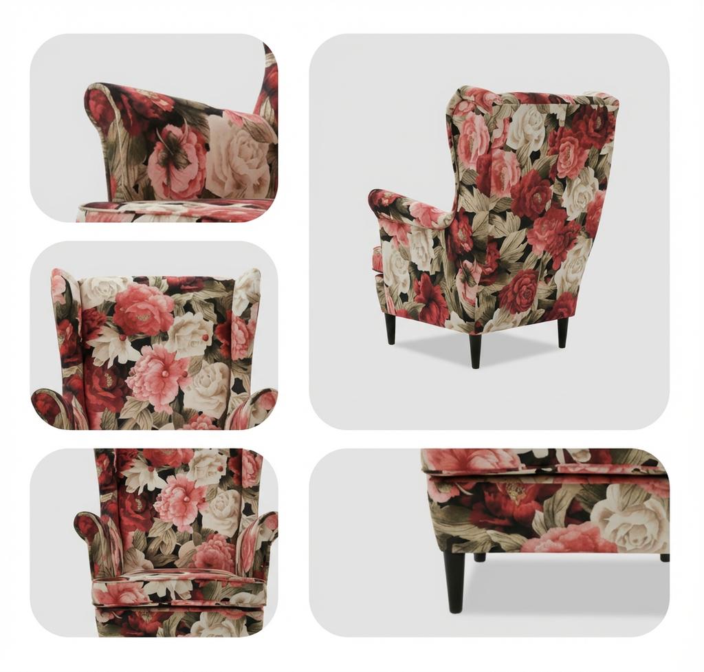 Ohrensessel Ari Spring Print mit Muster im skandinavischen Stil – Family Meble