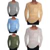 Men O-Neck Long Sleeve Knitting Sweater Solid Color Hollow Out Casual Pullover Sweater