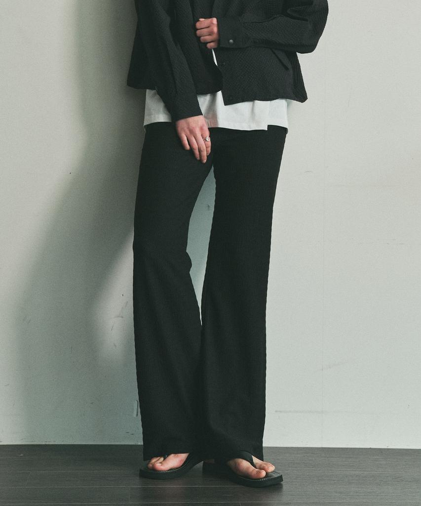 ROIROI Textured Flare Banding Pants - Black