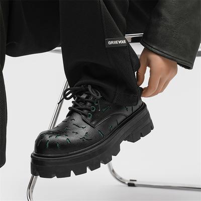 British Men Oxfords Dress Shoes Designer Metal Platform Shoes Men Casual Leather Luxury Lace Up Loafers Men Business Shoes