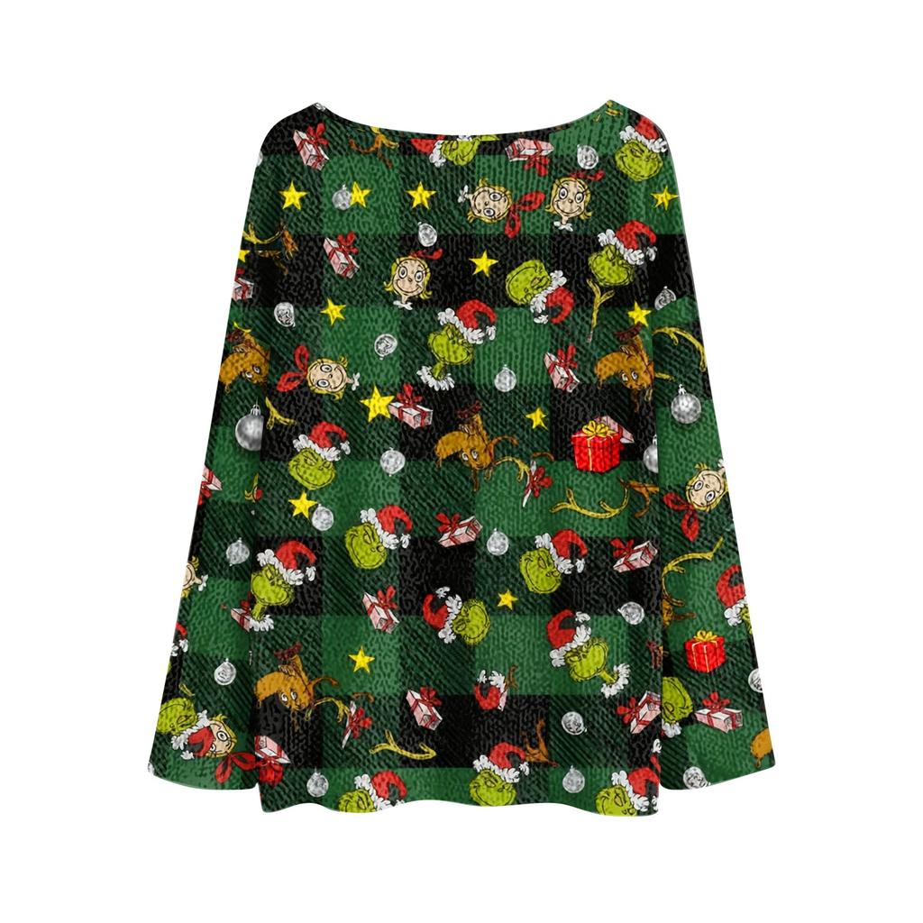 Vánoční mikiny pro ženy Pletený svetr Roztomilá košile Podzimní svetry s výstřihem