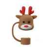 Christmas New Silicone Straw Cover 10mm Large Diameter Reusable Straw Tips Cartoon Cute Holiday Gift Dust Cap Party Xmas Decor