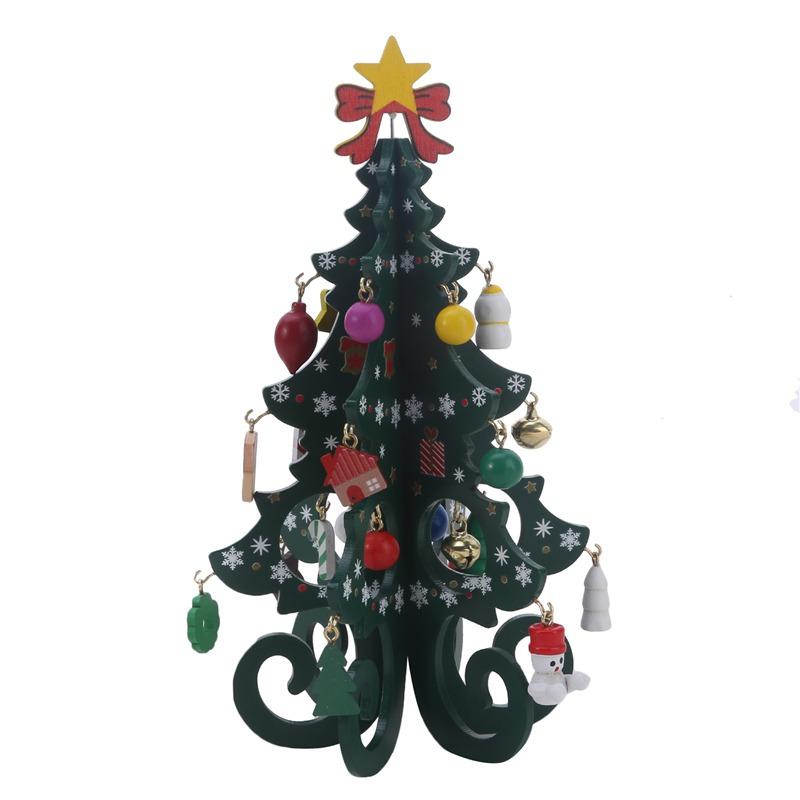 Christmas Tree Children's Handmade DIY Stereo Wooden Christmas Tree Scene Layout Christmas Decorations Ornaments 17 19cm Height
