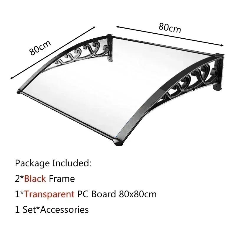 Sunshade Polycarbonate Sunshade Aluminum Alloy Bracket Door and Window Eaves Rain Cover Large-sized Silent Awning