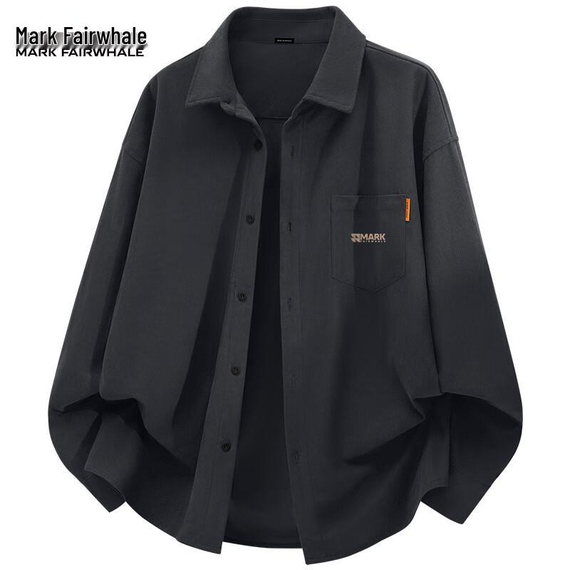 Mark Fairwhale Men's Corduroy Loose Fit Long Sleeve Shirt Jacket