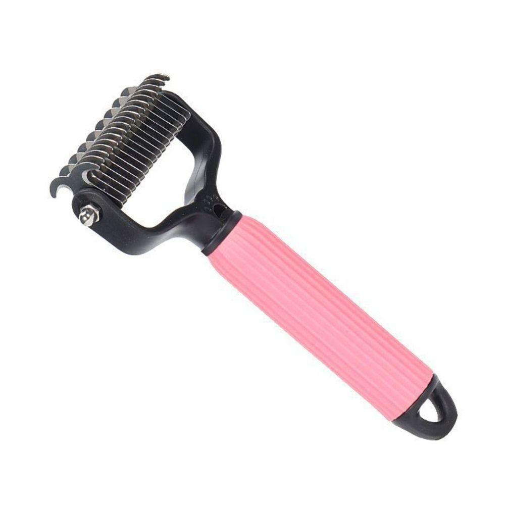 

Двосторонній гребінець для видалення шерсті для собак, що самоочищається, гребінець для випадання шерсті цуценят Товари для тварин Собака S рожевий