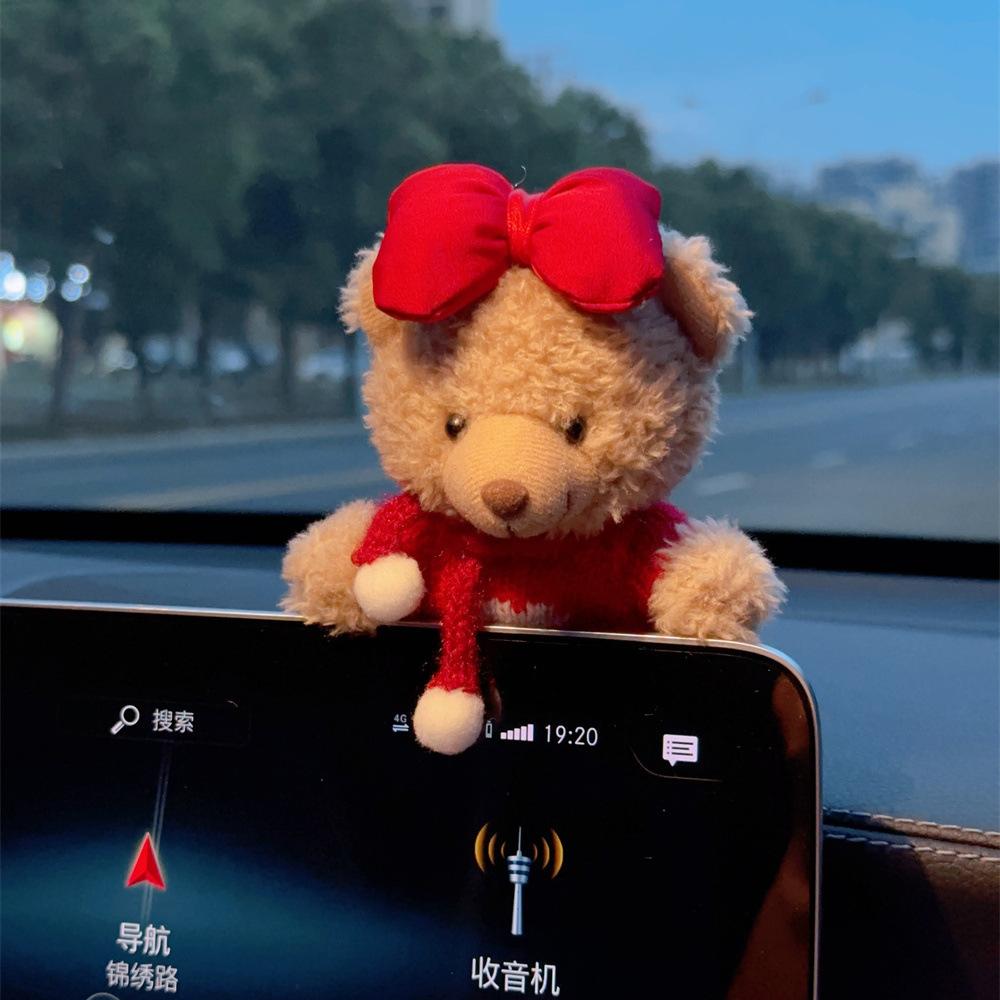 Car Interior Decor Accessories Plush Bear for Car Center Console Decoration cute Car Accessories for Auto Home Office Decor Gift