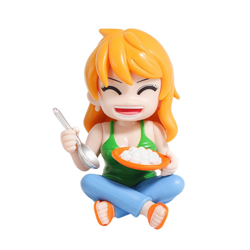 1-8Pcs One Piece Q Edition Doll Food Series Cute Luffy Zoro Ace Sanji Yamato Model Cartoon Collect Car Desk Decoration Toy Gift