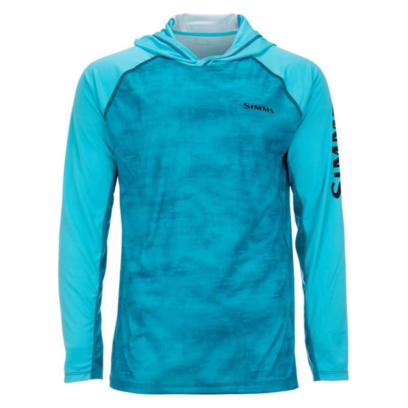 Simms Angler Langarm Kapuzen-Sonnenschutzhemd Herren Outdoor Angeln UV-beständig Schnelltrocknendes Oberteil