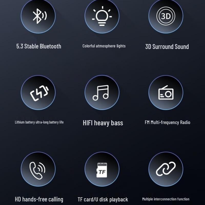 Bluetooth Speaker with High Sound Quality, Outdoor Travel Ready, Large Volume, Subwoofer, Portable Dream Lighting Effect (Model W17)