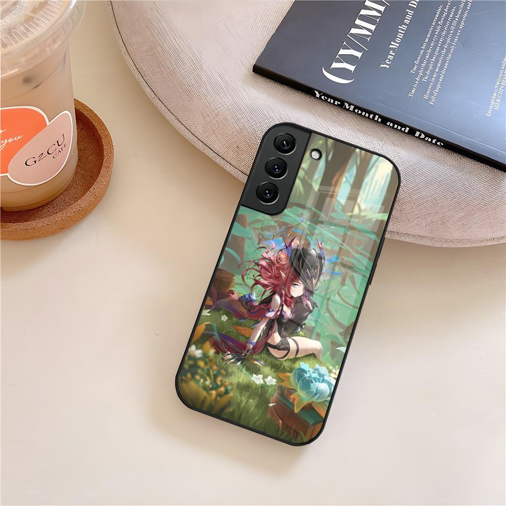 Genshin Impact Chasca Phone Case Glass For Samsung Galaxy S25 S23 S24 S21 S22 S20 Ultra Fe Plus A15 A14 Cover