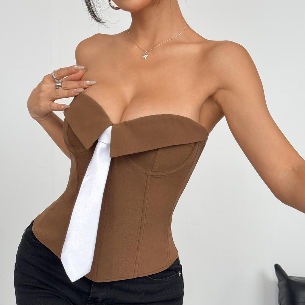 European And American Style Hot Girl Wrapped Chest Tie Pure Color Wrapped Chest Solid Color Vest