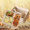 Degradable Bagasse Pulp 3-Compartment Meal Box with Lid