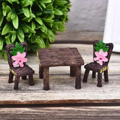 1Set Table Chair Resin Crafts Micro Landscape Ornament Fairy Garden Miniature Decoration