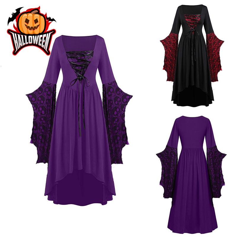 Women Medieval Ladies Renaissance Gothic Witch Cosplay Retro Fancy Dress Costume