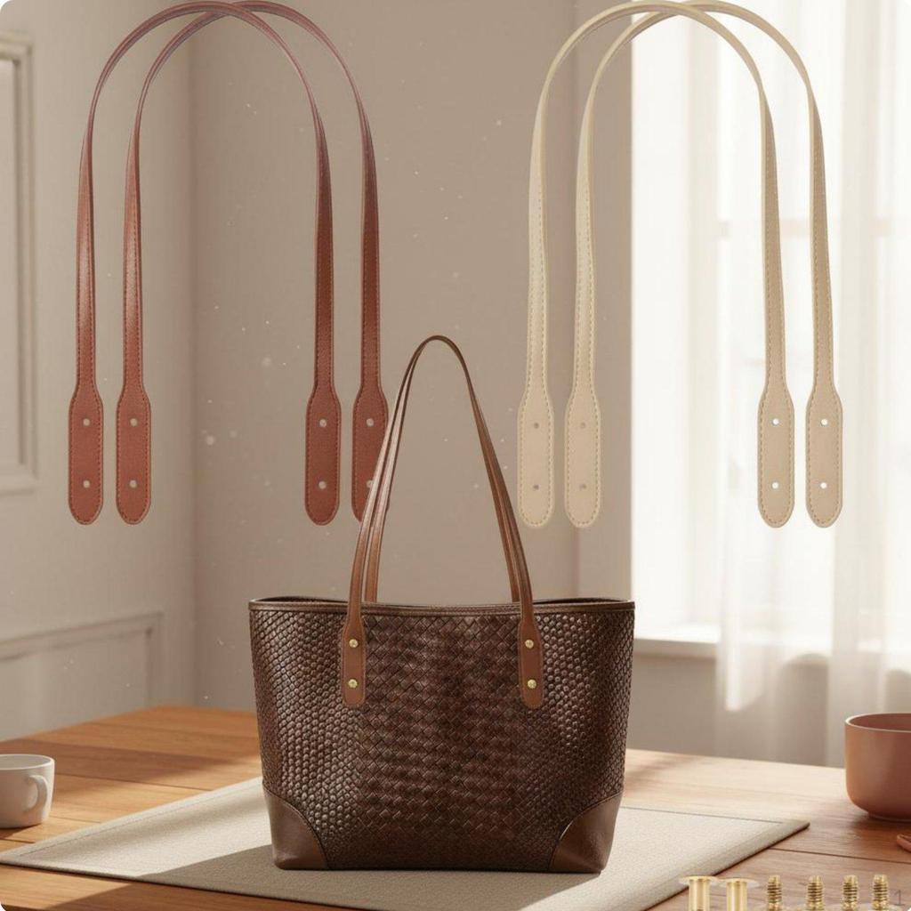 4 Pieces PU Leather Purse Handles PreDrilled Holes Bag Handle Replacement Handbag Straps