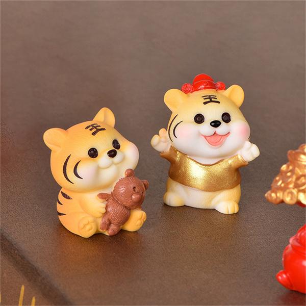 Animal Cute Statues Resin Tiger Micro Landscape Gardening DIY Accessories Little Tiger Sculpture Desktop Decoration