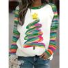 Fashion Women's Crew Neck Long Sleeve 3D Casual Color Printing Casual Long Sleeve Crew Neck T-Shirt