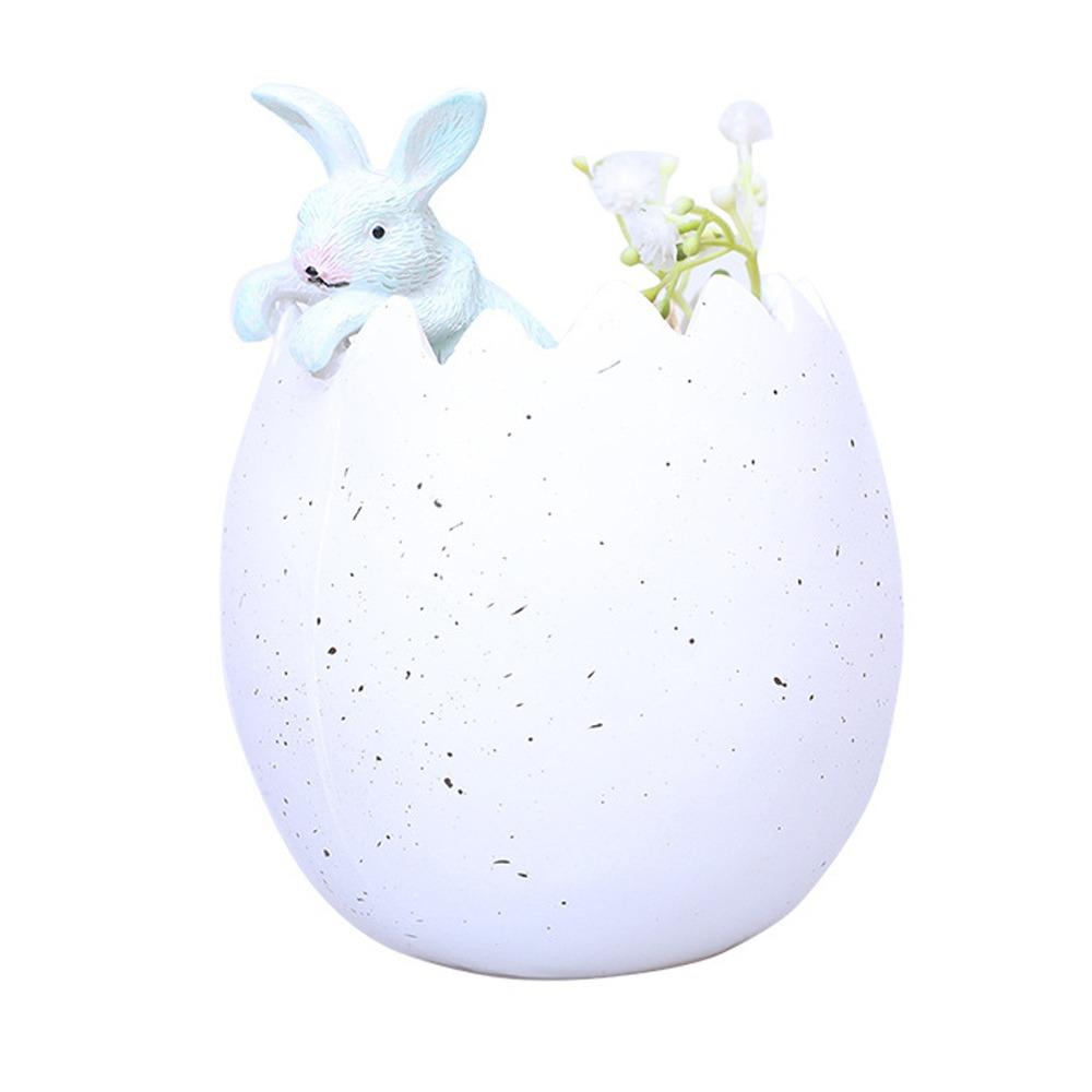 

Resin Crafts Mini Egg Statue Cute Desktop Rabbit Ornament Easter Egg Bunny Figurine Party Gifts белый