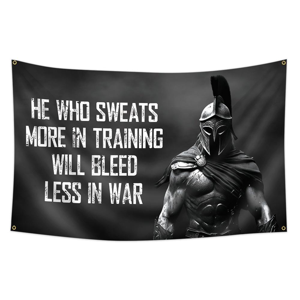 Spartan Warrior Tapestry Motivational Gym Wall Hanging Military Quote Decor Man Cave Fitness Room Art Without Flagpole 60x90cm