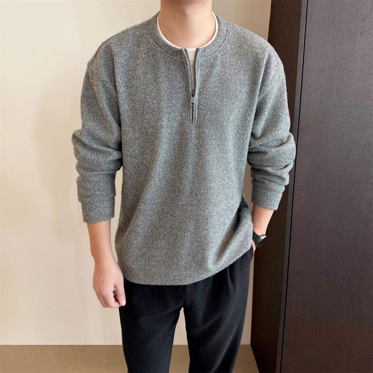 

Machine Washable Cashmere! Men s Luxurious Knit Half-Zip Round Neck Sweater - Real Silk Wool Blend for Winter XL up to 170 lbs світло-сірий колір