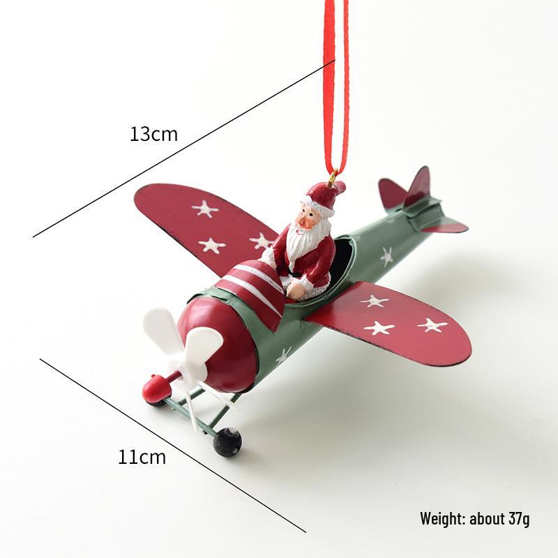 NUCHI Christmas Iron Art Snowman, Airplane, and Tree Ornaments - Small Christmas Decorations Pendant