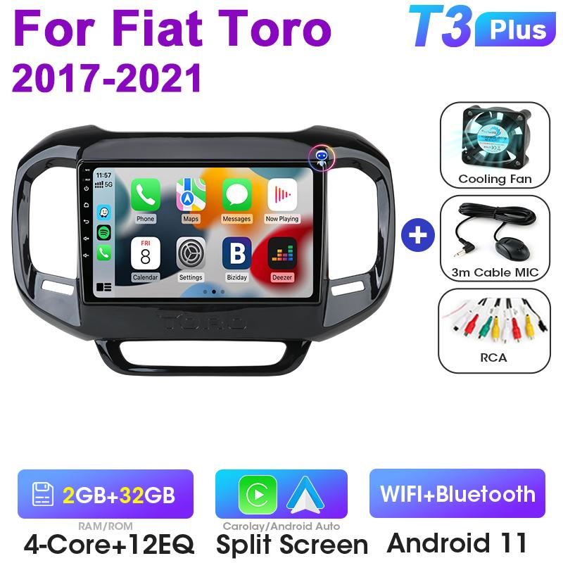 2 Din Android 12 Car Radio ForFiat Toro 2017 - 2025 Multimedia Video Player Navigation GPS 4G Carplay Auto Stereo QLED Head Unit