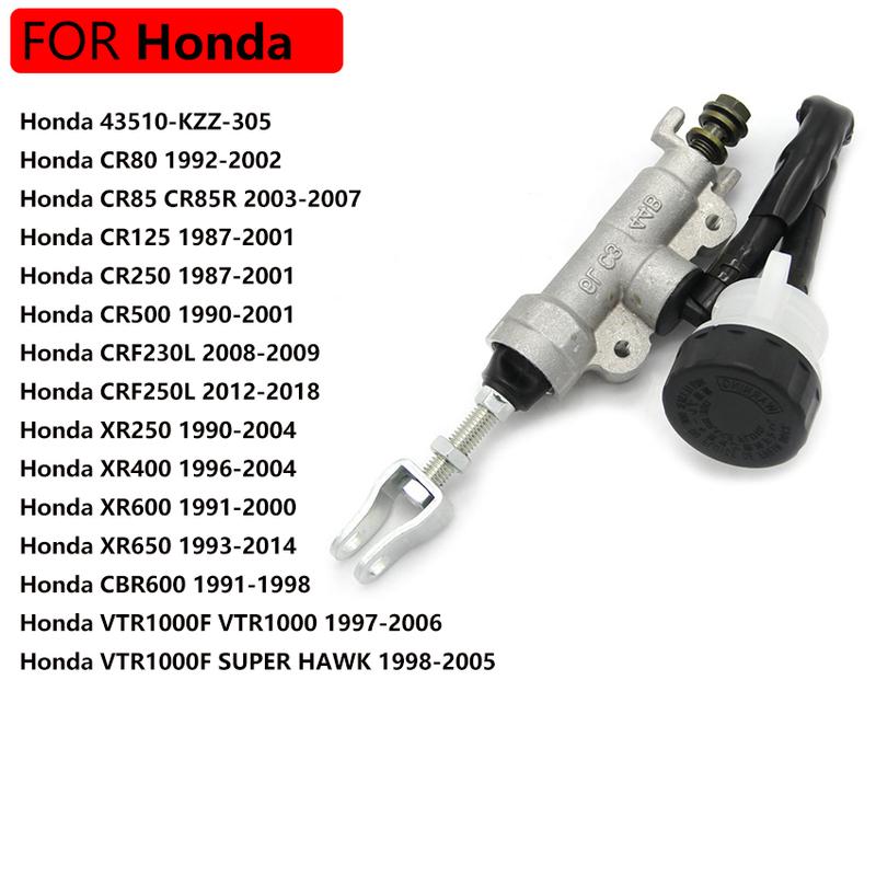 Motorcycle Rear Hydraulic Brake Master Cylinder Pump For Honda CR80 CR85 CR85R CR125 CR250 CR500 CRF230L CRF250L XR250 XR400