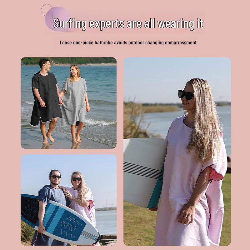 Serviette/Cape de Plage Adulte à Capuche en Microfibre à Séchage Rapide