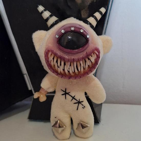 Gothic Halloween Keychain Handcrafted Punk Rock Keychain with Weird Horror Doll Design Backpack Accessories