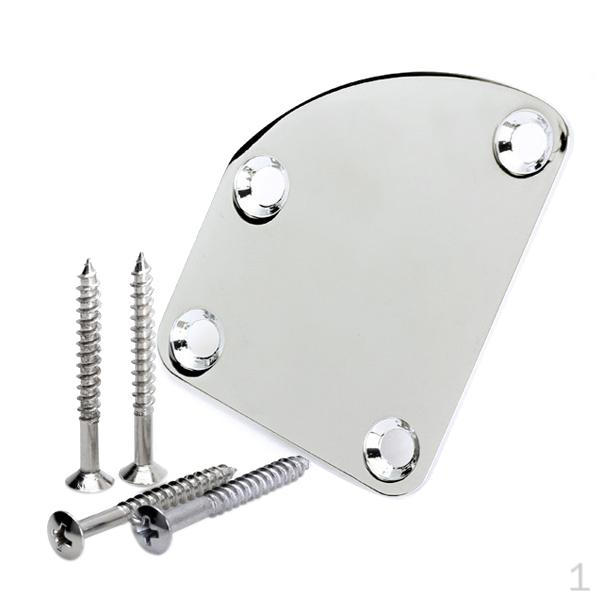 Electric Bass Guitar Neck Plate Joint with Screws - Copper Red , Chrome Asymmetric