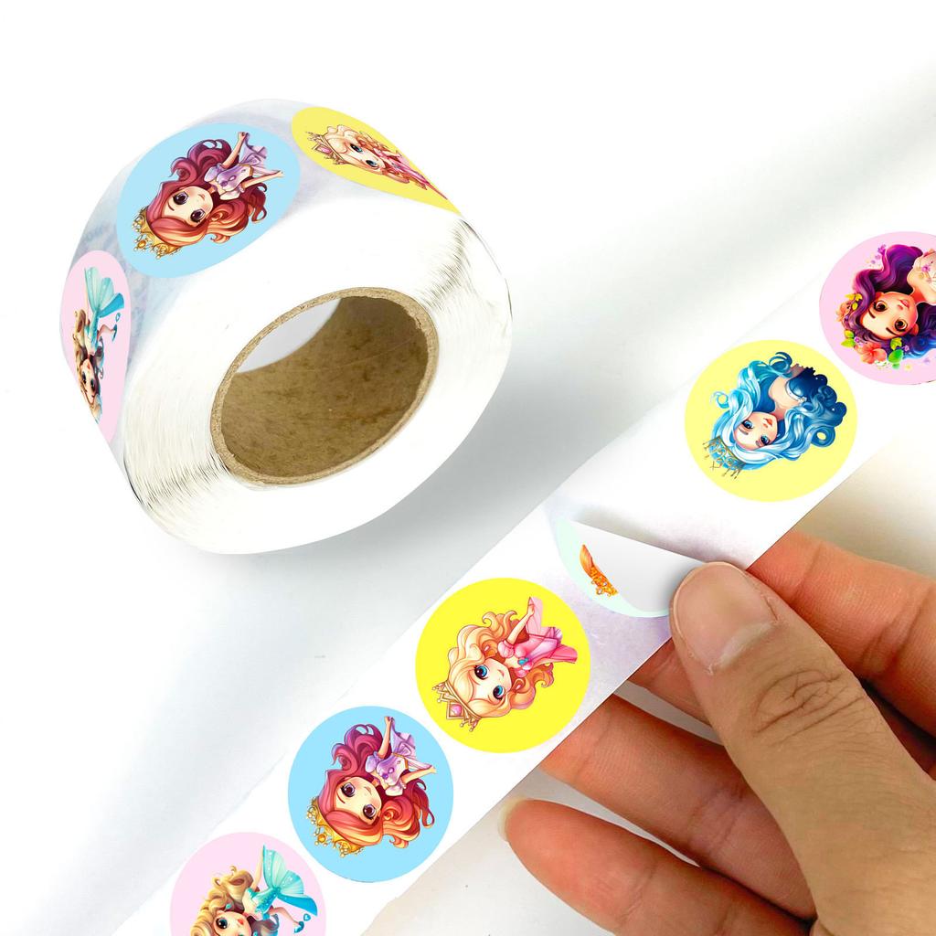 500 Pieces/roll Cartoon Princess Sticker Roll Sticker New Product Notebook Water Cup Decoration Sticker Seal