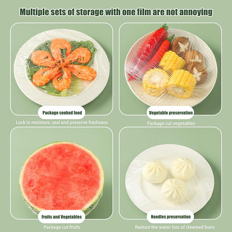 

100Pcs Disposable Food Cover Plastic Fresh-Keeping Bag Food Grade Vegetable Fruit Cover Elastic Bowl Cover Kitchen Storage onesize