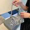 Retro Silver Sequin Bag with Glitter, Hand-held Crossbody Chain Shoulder Bag, Women's Small Bag, Dinner Bag