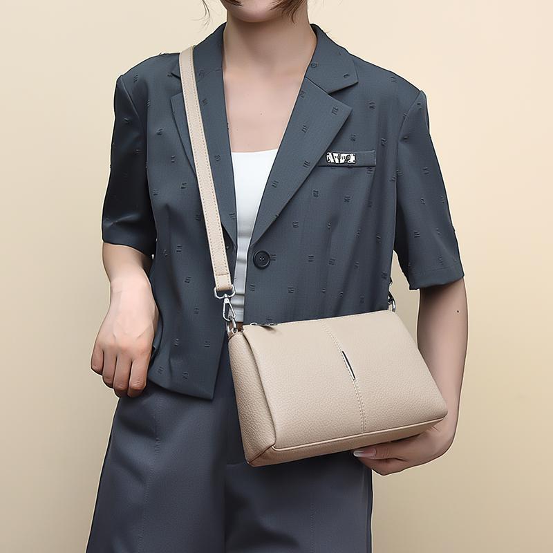 Elegant Women's Shoulder Bag with Unique Texture Design Stylish Soft Leather Handbag with Zipper Pockets Everyday Crossbody Bag