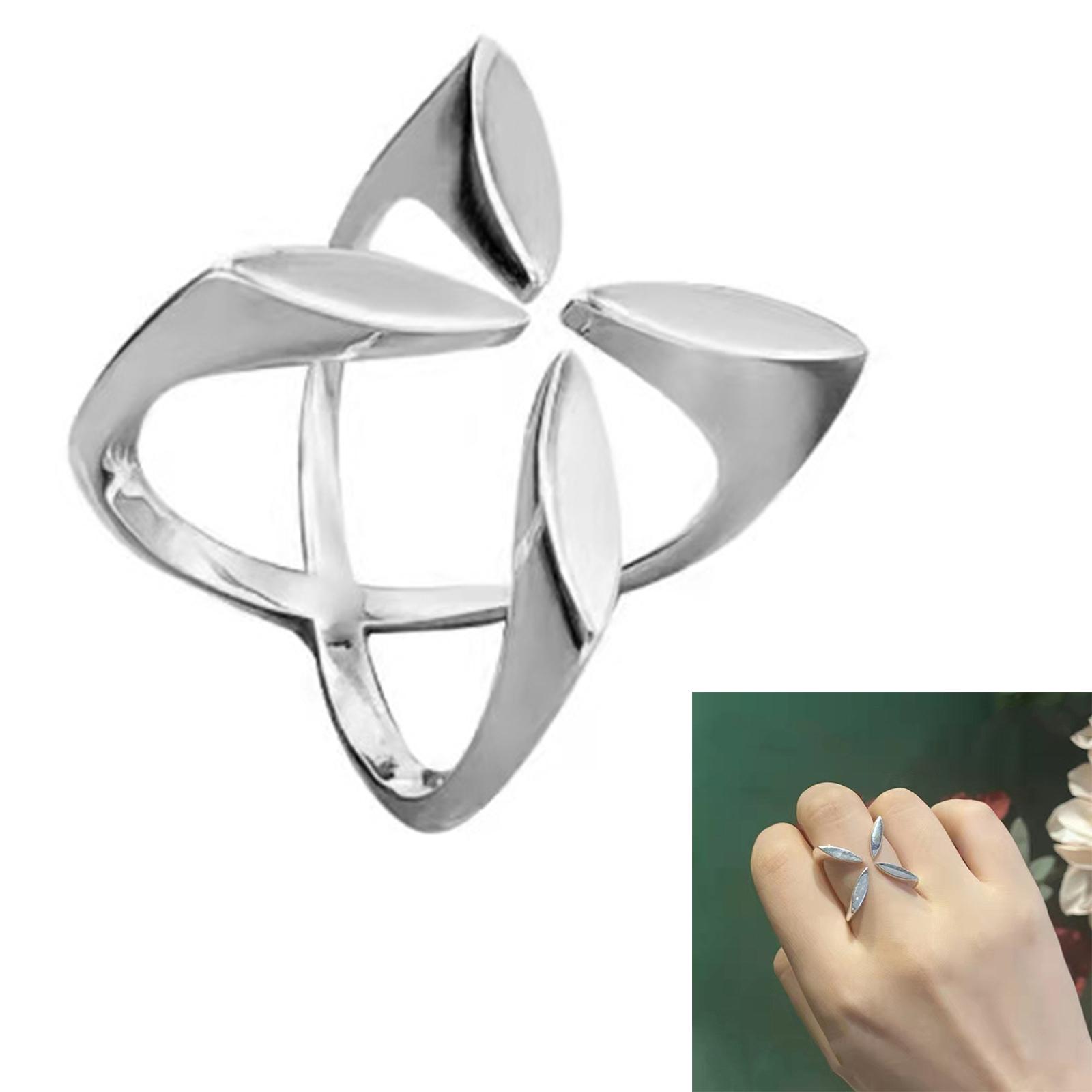 

Lines Crossed Geometric Ring for Gifting and Everyday Wear Adjustable Size Open Ring Handmade Temperament Jewelry срібний