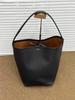 Korean Style Women's Genuine Leather Bucket Bag – Large Capacity Cowhide Shoulder Tote