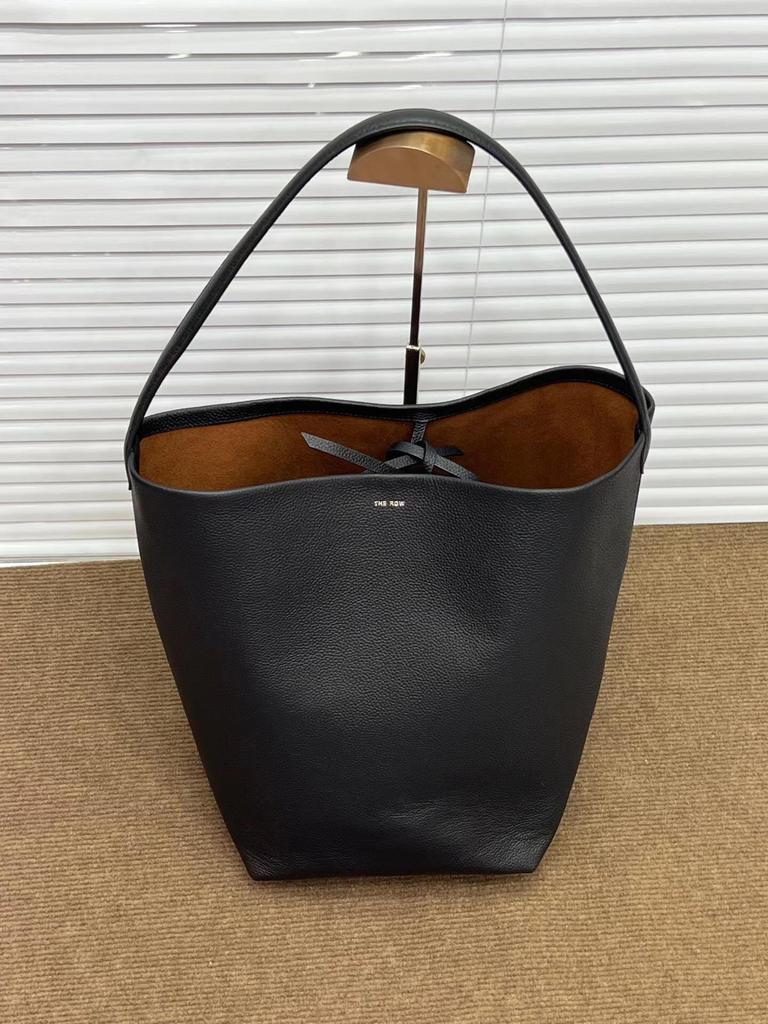 Korean Style Women's Genuine Leather Bucket Bag – Large Capacity Cowhide Shoulder Tote
