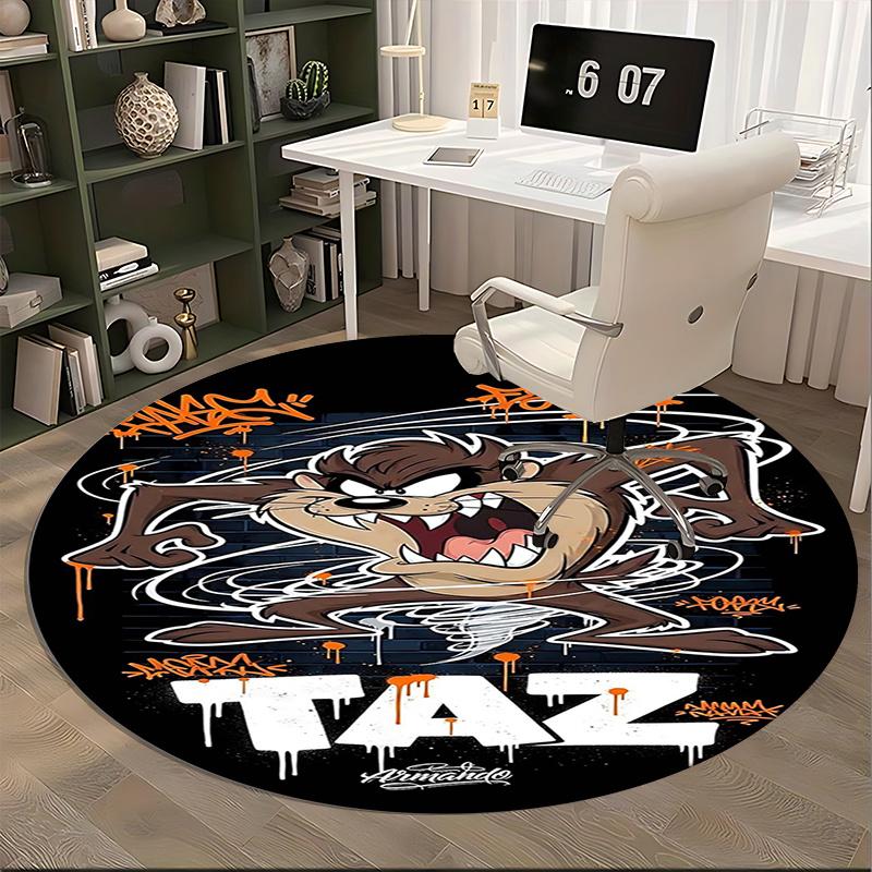Taz,Looney Tunes Chair mat Round Rug-Office carpet, Machine Washable, Non-slip, Suitable for Living Rooms, Bedrooms, Entryways, and Holiday-