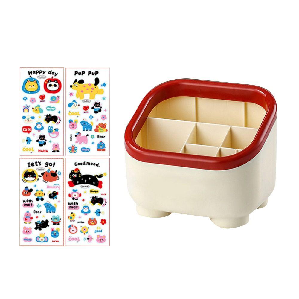 Cartoon Pattern Penholder Large Capacity Stationery Box Cute Table Storage Box
