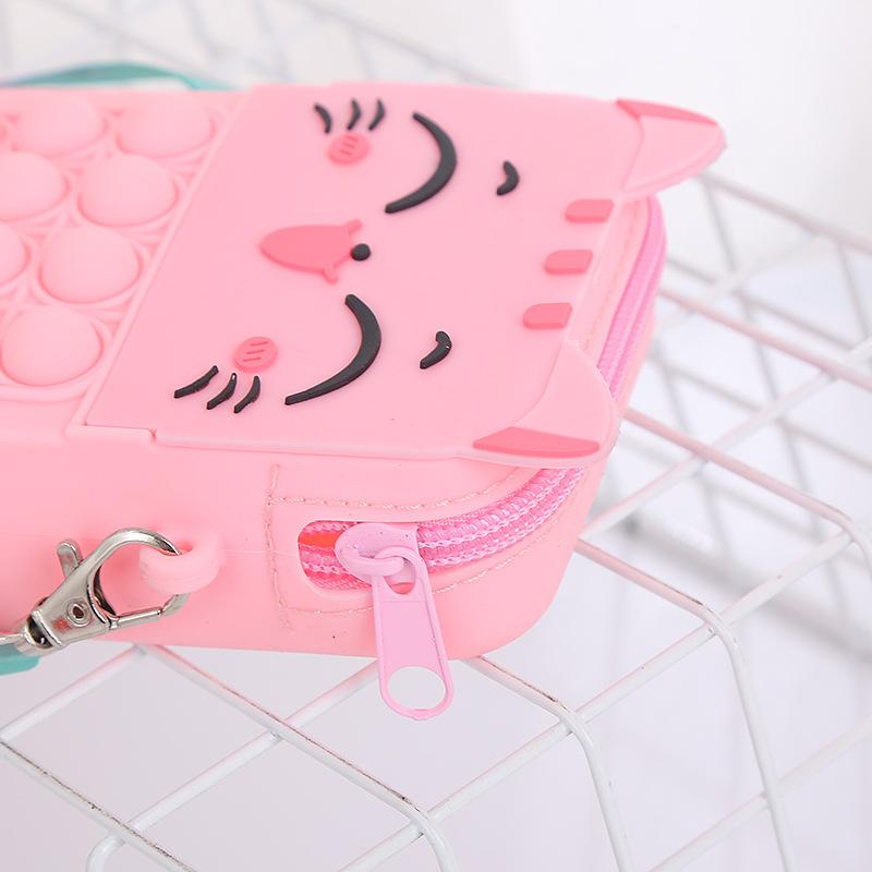 Poșetă nouă pentru fete cu bule Poșetă cu monede prințesă geantă crossbody din silicon moale pentru copii, drăguță pisică, rucsac cu desene animate, jucării pentru ameliorarea stresului, geantă de umăr