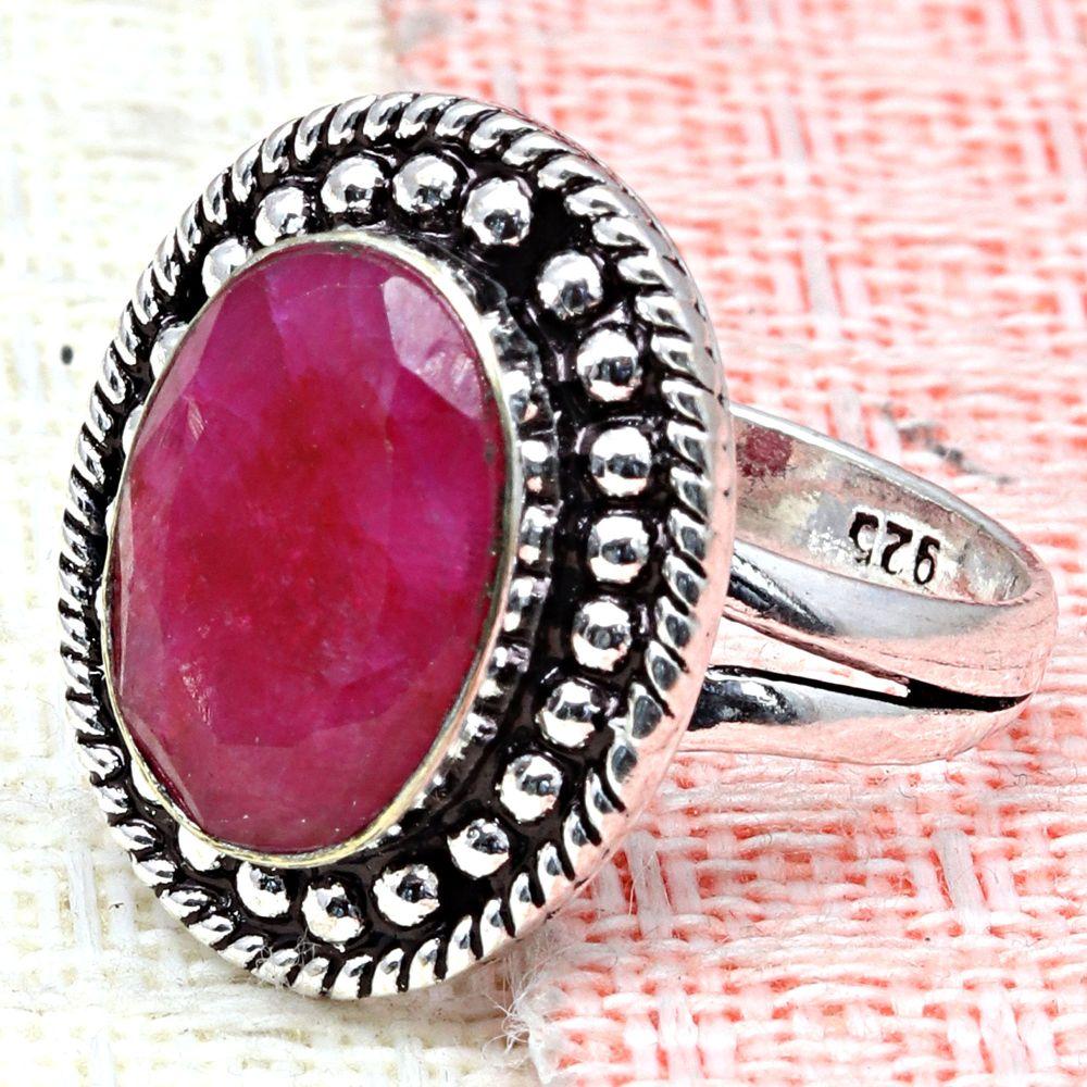 Ruby Sapphire Gemstone Handmade Silver Jewelry  "8"