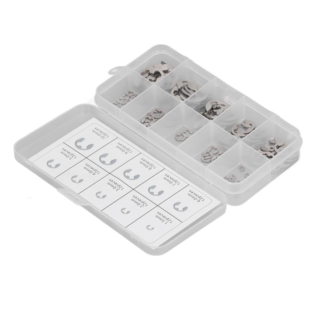 120Pcs E Clip Circlip Retaining Ring 304 Stainless Steel Assortment Set Kit for Bearing