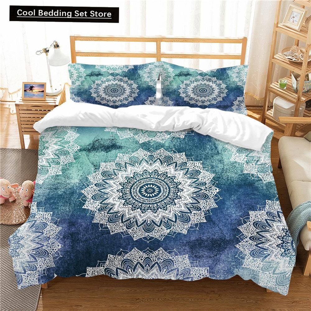 Bohemian Floral King Queen Duvet Cover Boho Mandala Cashew Flowers Bedding Set Exotic Tribe Style 2/3pcs Polyester Quilt Cover