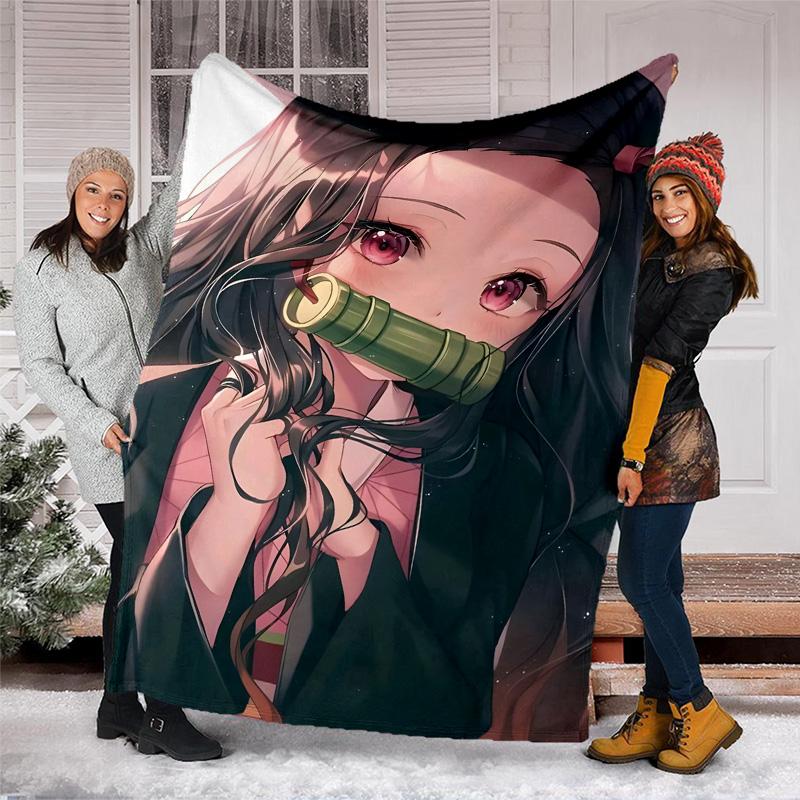 1pc nezouko6 Theme Blanket - Digital Print, Polyester, Cozy for All Seasons, Perfect for Outdoor, and Travel