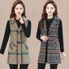 Plaid Cape Jacket: Stylish Mid-Length Vest for Middle-Aged and Elderly Women, Perfect for Spring and Autumn.